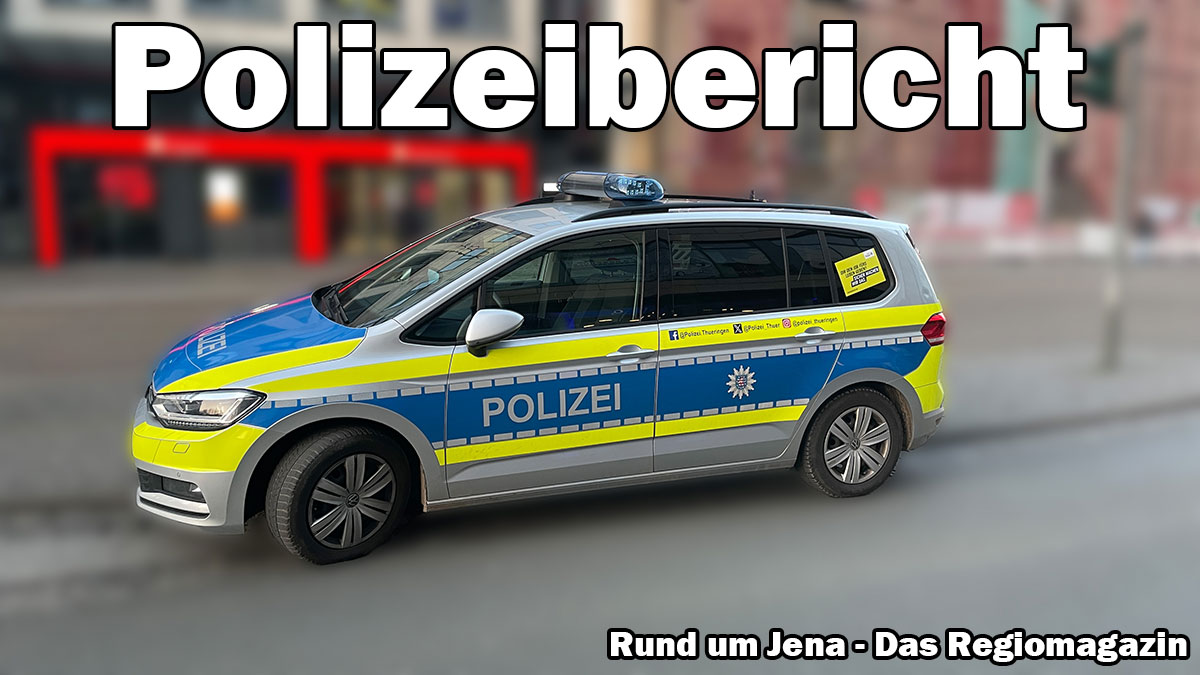 Hier ist das Bild eines Streifenwagens der Jenaer Polizei im Einsatz zu sehen. Das ist ein Titelbild für unsere Polizeinachrichten.