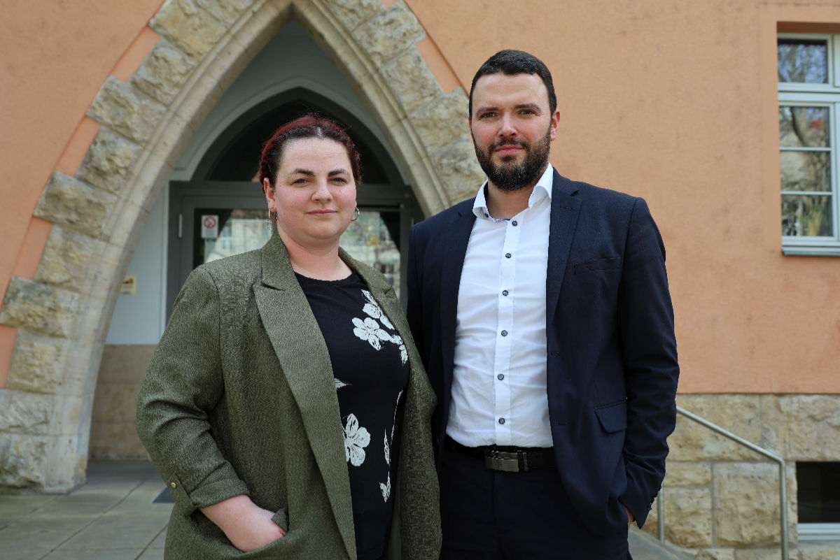 Bürgermeister und Finanzdezernent Benjamin Koppe und Kämmerin der Stadt Jena Jennifer Michall zum Thema Grundsteuerbescheide der Stadt Jena 2025.